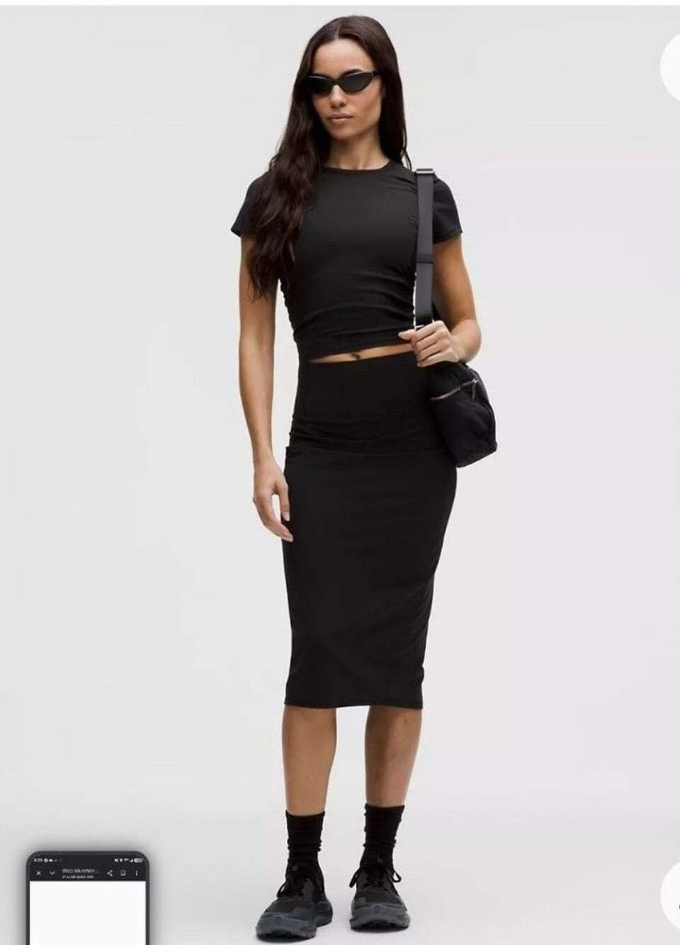 Lululemon Nulu Slim-Fit High-Rise Midi Skirt Black sz 4